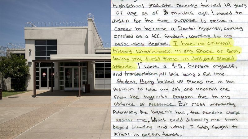 A 19-year-old arrested after a fight with his father remained in jail for 112 days without formal action on his case by the Travis County District Attorney's Office. During his time behind bars, he wrote the judge overseeing the case asking for her intervention in the matter. Thirteen days after his release, prosecutors dropped the case.