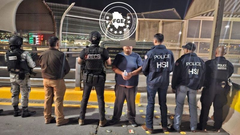 Reputed drug cartel enforcer Jaime Renteria Fernandez was extradited to El Paso on Tuesday, May 27, 2025, at the Stanton International Bridge in Downtown El Paso.
