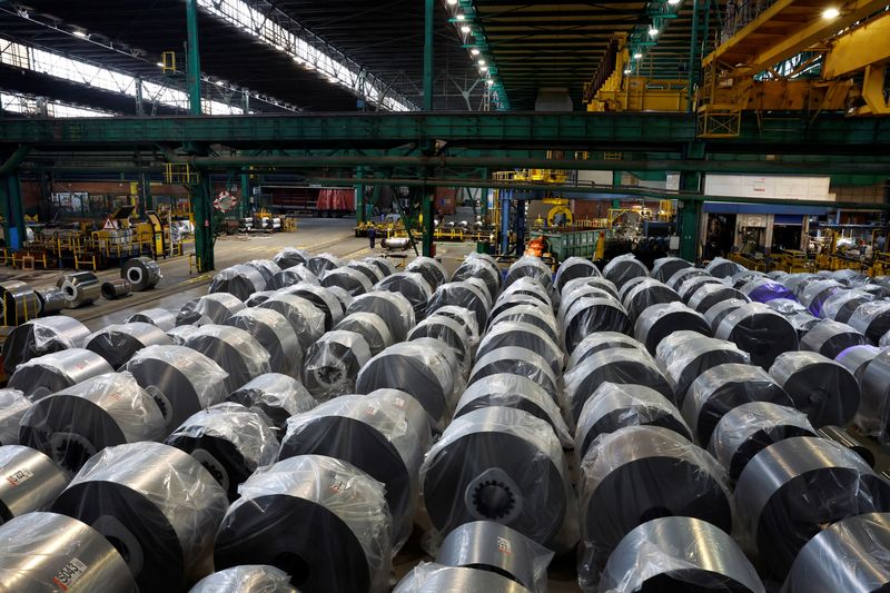 Steel rolls at ArcelorMittal steel plant, in the Basque town of Etxebarri