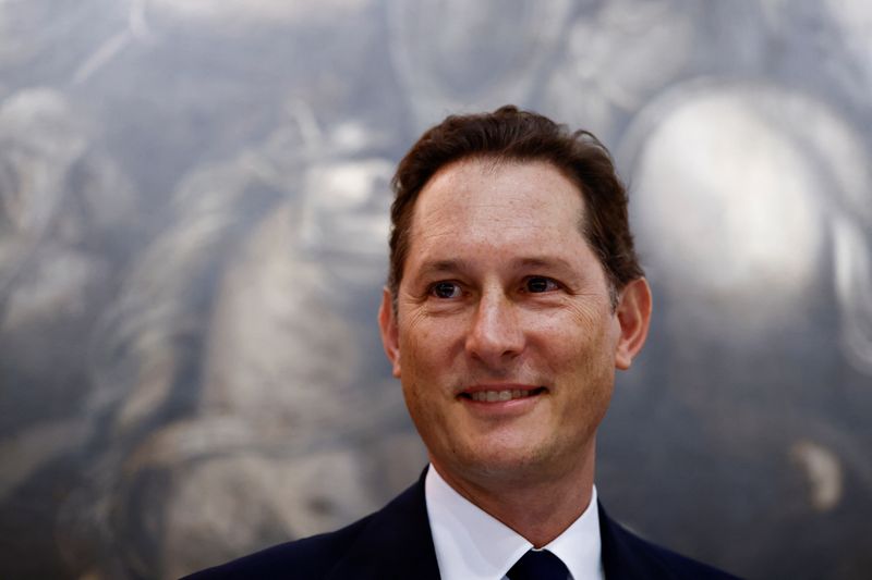 John Elkann, chairman of carmaker Stellantis, looks on before answering questions from an Italian parliamentary committee, in Rome, Italy, March 19, 2025. REUTERS/Yara Nardi