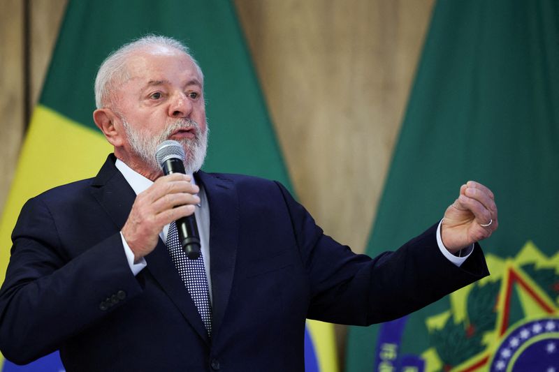 FILE PHOTO: Brazil's President Luiz Inacio Lula da Silva speaks during a meeting at the Planalto Palace in Brasilia, Brazil, March 18, 2025. REUTERS/Adriano Machado/File Photo