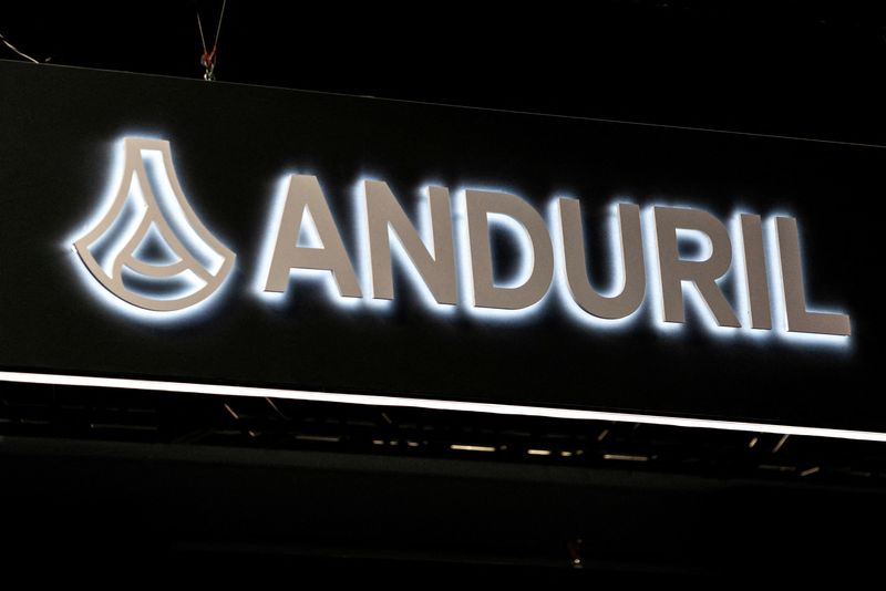 FILE PHOTO: Signage for Anduril is seen during the Association of the United States Army annual meeting and exposition at the Walter E. Washington Convention Center in Washington, U.S., October 14, 2024. REUTERS/Nathan Howard/File Photo