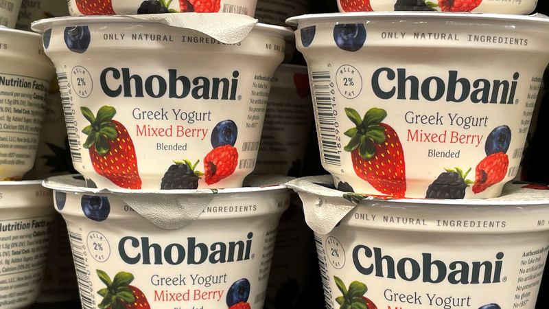 FILE PHOTO: Greek-yogurt maker Chobani is shown for sale in a grocery store in San Diego, California.  REUTERS/Mike Blake/File Photo