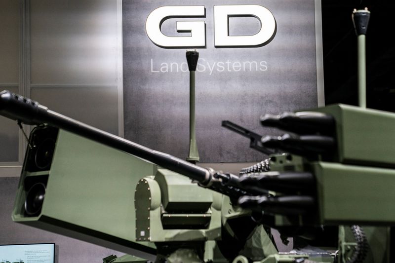 FILE PHOTO: Signage for General Dynamics is seen during the Association of the United States Army annual meeting and exposition at the Walter E. Washington Convention Center in Washington, U.S., October 14, 2024. REUTERS/Nathan Howard/File Photo