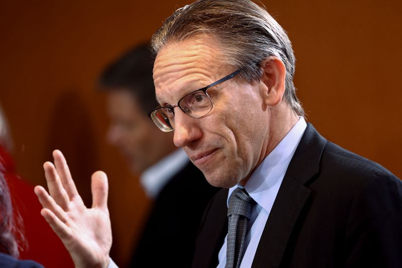 German Finance Minister Joerg Kukies gestures as he attends the cabinet meeting at the Chancellery in Berlin, Germany, December 11, 2024. REUTERS/Liesa Johannssen