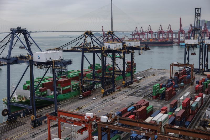 A general view of the container terminals at Kwai Chung, in Hong Kong, China March 6, 2025. REUTERS/Tyrone Siu/File Photo
