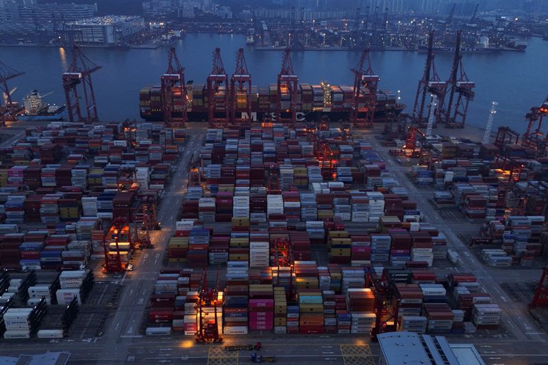 FILE PHOTO: A general view shows container terminal in Hong Kong, China, April 23, 2025. REUTERS/Tyrone Siu/File Photo