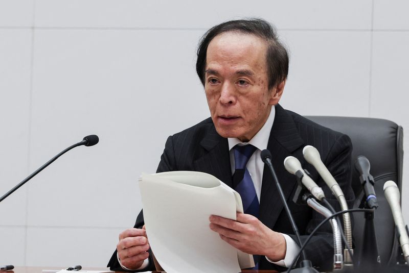 Bank of Japan Governor Kazuo Ueda attends a press conference after a BOJ policy meeting in Tokyo, Japan, May 1, 2025. REUTERS/Kim Kyung-Hoon