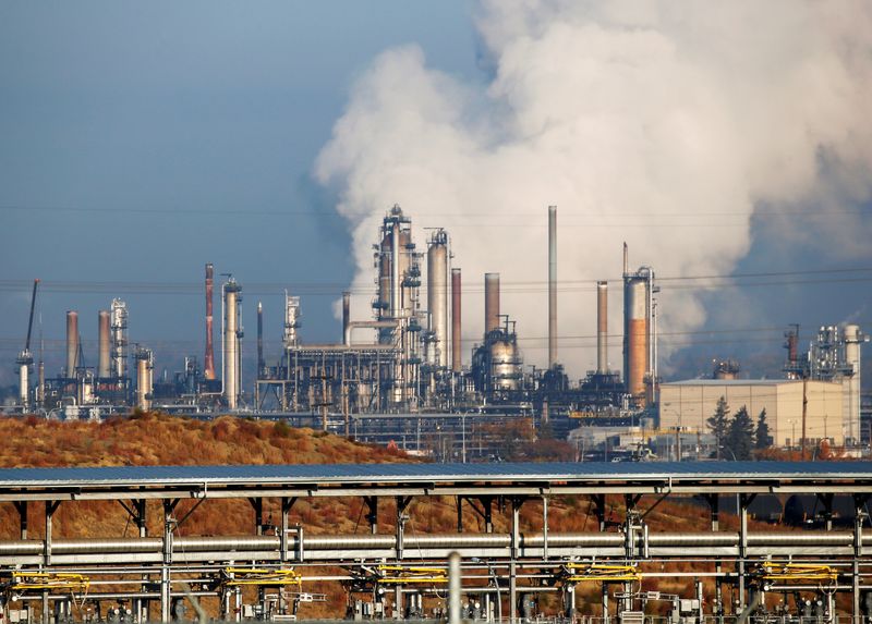 FILE PHOTO: The Imperial Strathcona Refinery which produces petrochemicals is seen near Edmonton, Alberta, Canada, October 7, 2021.  REUTERS/Todd Korol/File photo