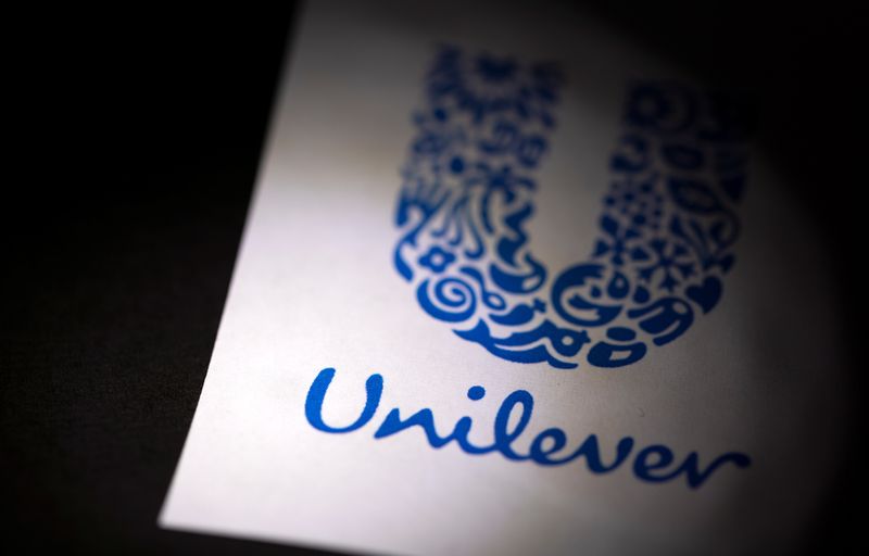 FILE PHOTO: Unilever logo is displayed in this illustration taken on January 17, 2022. REUTERS/Dado Ruvic/Illustration/File photo