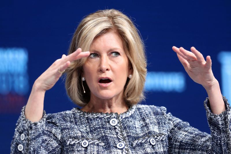 FILE PHOTO: Mary Callahan Erdoes, CEO, J.P. Morgan Asset Management, JPMorgan Chase, speaks at the Milken Institute's 21st Global Conference in Beverly Hills, California, U.S. April 30, 2018. REUTERS/Lucy Nicholson/File Photo