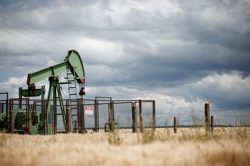 FILE PHOTO: A pumpjack operates at the Vermilion Energy site in Trigueres, France, June 14, 2024. REUTERS/Benoit Tessier/File Photo