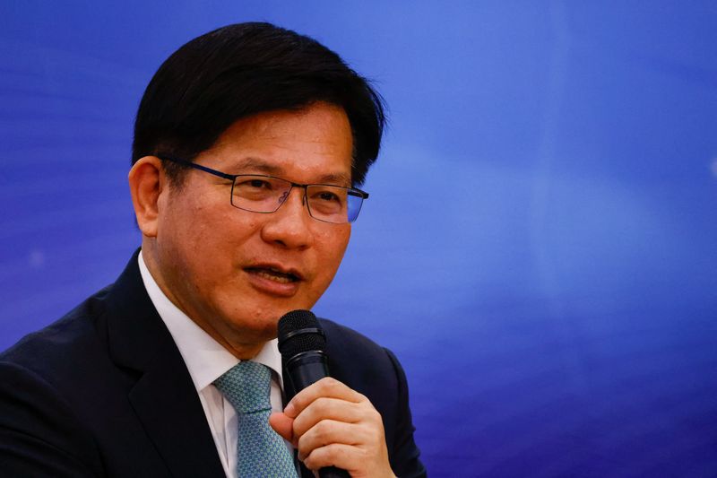FILE PHOTO: Taiwan Foreign Minister Lin Chia-lung makes a speech at a press conference for foreign media in Taipei, Taiwan, July 19, 2024. REUTERS/Ann Wang/File Photo