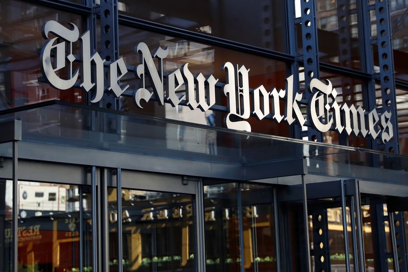 FILE PHOTO: The New York Times building is seen in Manhattan, New York, U.S., August 3, 2020. REUTERS/Shannon Stapleton/File photo