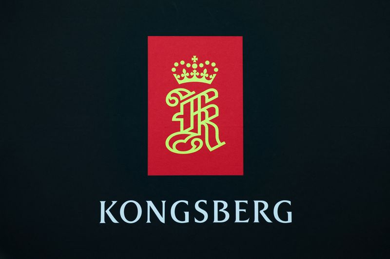 FILE PHOTO: The logo of Kongsberg is displayed at the Australian International Airshow in Avalon, Australia March 26, 2025. REUTERS/Hollie Adams/File Photo