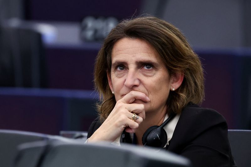 FILE PHOTO: European Commission Executive Vice-President-designate for Clean, Just and Competitive Transition Teresa Ribera Rodriguez attends a plenary session of the European Parliament in Strasbourg, France November 27, 2024. REUTERS/Yves Herman/ File Photo