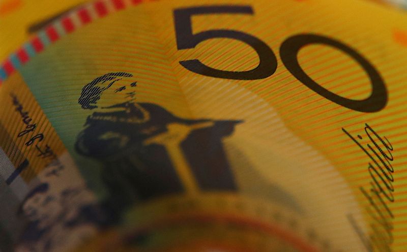 FILE PHOTO: Australian dollars are seen in an illustration photo February 8, 2018. REUTERS/Daniel Munoz/File Photo