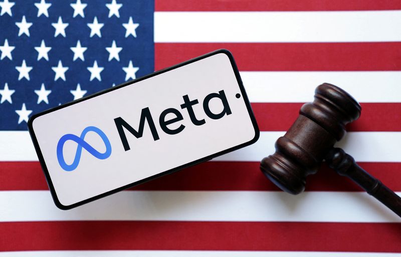FILE PHOTO: Meta, U.S. flag and Judge gavel are seen in this illustration taken, August 6, 2024. REUTERS/Dado Ruvic/Illustration/ File Photo