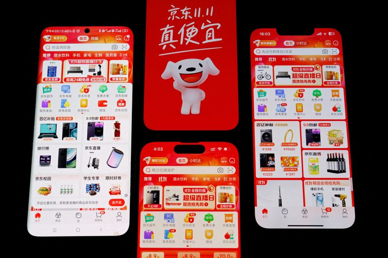 FILE PHOTO: Illustration picture of e-commerce app JD.com