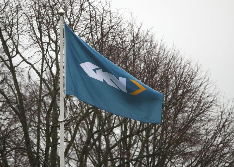 Branding is seen outside the headquarters of GKN in Redditch