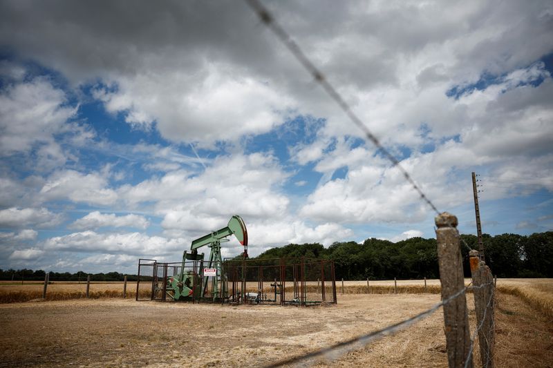 A pumpjack operates at the Vermilion Energy site in Trigueres