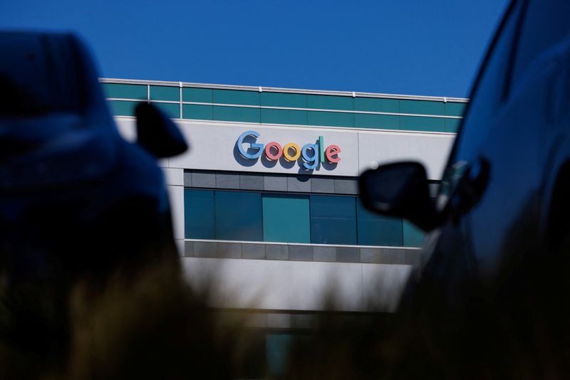 Google logo shown on building in California