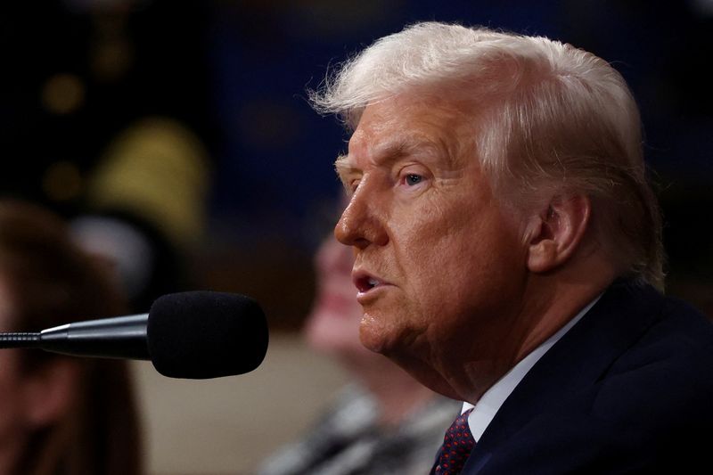 FILE PHOTO: U.S. President Donald Trump's delivers a speech to a joint session of Congress, in the House Chamber of the U.S. Capitol in Washington, D.C., U.S., March 4, 2025. REUTERS/Evelyn Hockstein/File Photo/File Photo