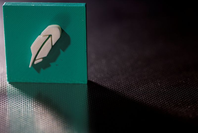 3D-printed Robinhood logo is seen in this illustration taken, July 1, 2021. REUTERS/Dado Ruvic