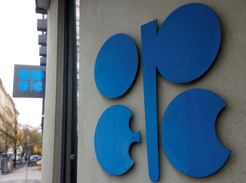 FILE PHOTO: A view of the logo of the Organization of the Petroleum Exporting Countries (OPEC) outside their headquarters in Vienna, Austria, November 30, 2023. REUTERS/Leonhard Foeger/File Photo