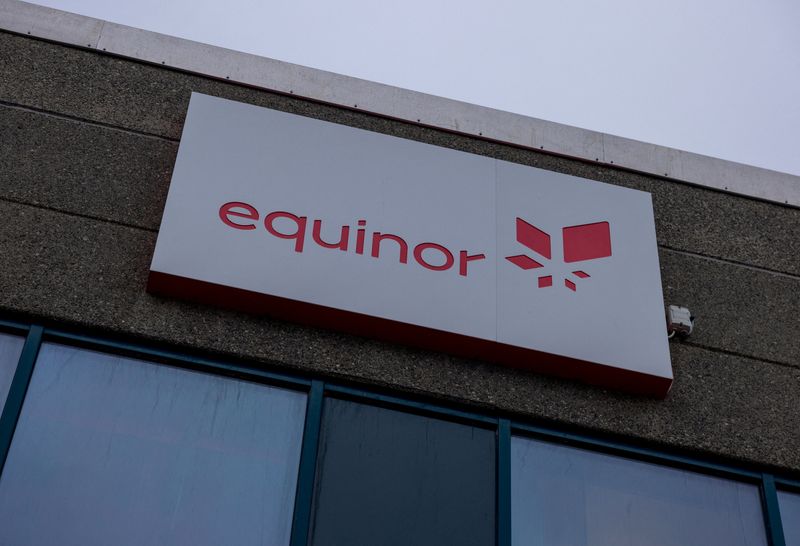 FILE PHOTO: The logo of Equinor is set up at the entrance of a building at Western Europe's largest liquefied natural gas plant Hammerfest LNG in Hammerfest, Norway, March 14, 2024. REUTERS/Lisi Niesner/File Photo