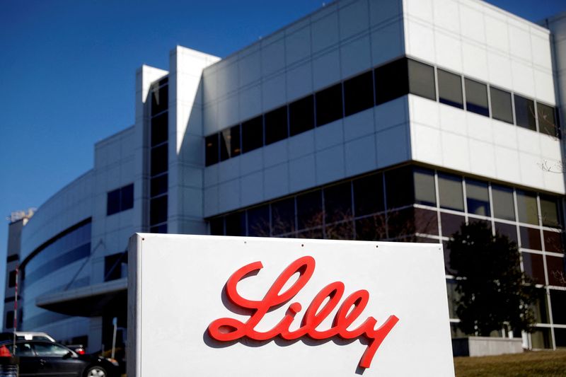 FILE PHOTO: An Eli Lilly and Company pharmaceutical manufacturing plant is pictured at 50 ImClone Drive in Branchburg, New Jersey, March 5, 2021. Picture taken March 5, 2021. REUTERS/Mike Segar/File Photo