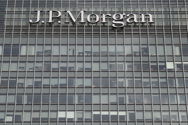 The J.P.Morgan logo is seen at their offices at Canary Wharf financial district in London,Britain, March 3, 2016.  REUTERS/Reinhard Krause/File Photo