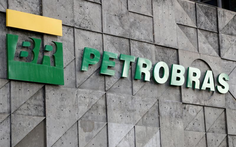 FILE PHOTO: A logo of Brazil's state-run Petrobras oil company is seen at their headquarters in Rio de Janeiro, Brazil October 16, 2019. REUTERS/Sergio Moraes/File Photo