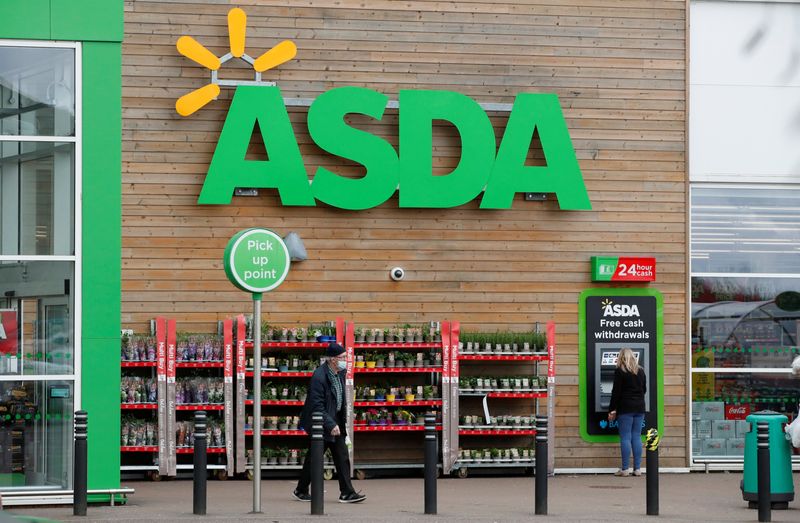 FILE PHOTO: A general view of a Asda Oakridge Park supermarket in Milton Keynes, Britain March 25, 2021. Picture taken March 25 2021. REUTERS/Andrew Boyers/File Photo