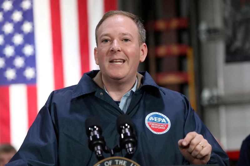 FILE PHOTO: EPA Administrator Zeldin speaks in East Palestine, Ohio