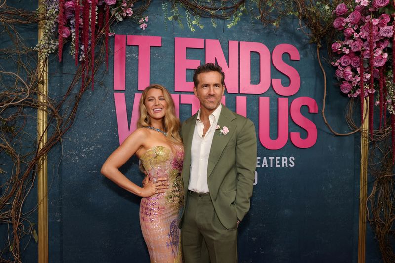 FILE PHOTO: Blake Lively and Ryan Reynolds attend the 'It Ends With Us' premiere in New York City, U.S., August 6, 2024. REUTERS/Caitlin Ochs/File Photo