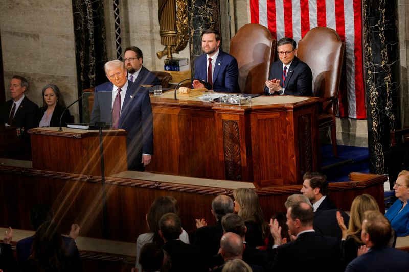 U.S. President Trump delivers a speech to a joint session of Congress