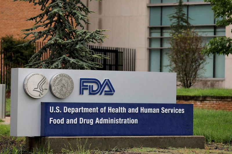 FILE PHOTO: Signage is seen outside of the Food and Drug Administration (FDA) headquarters in White Oak, Maryland, U.S., August 29, 2020. REUTERS/Andrew Kelly/File Photo