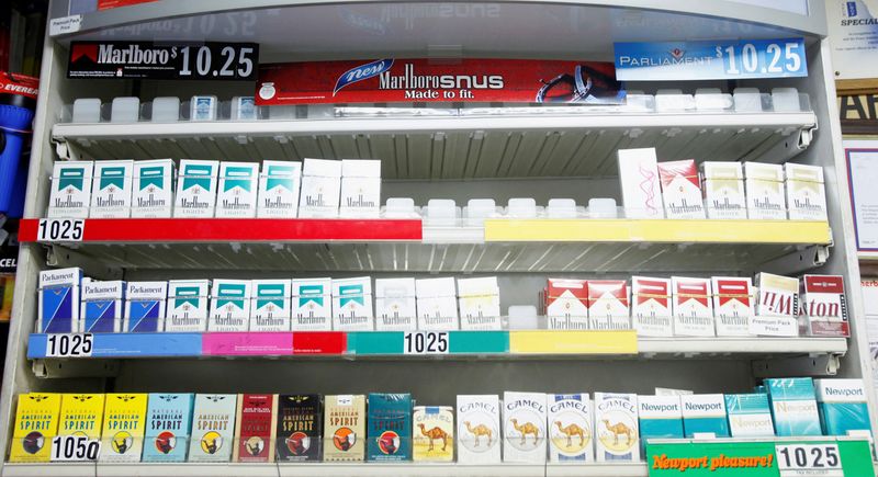 FILE PHOTO: Cigarettes are displayed in a store in New York March 30, 2010. REUTERS/Lucas Jackson/File Photo