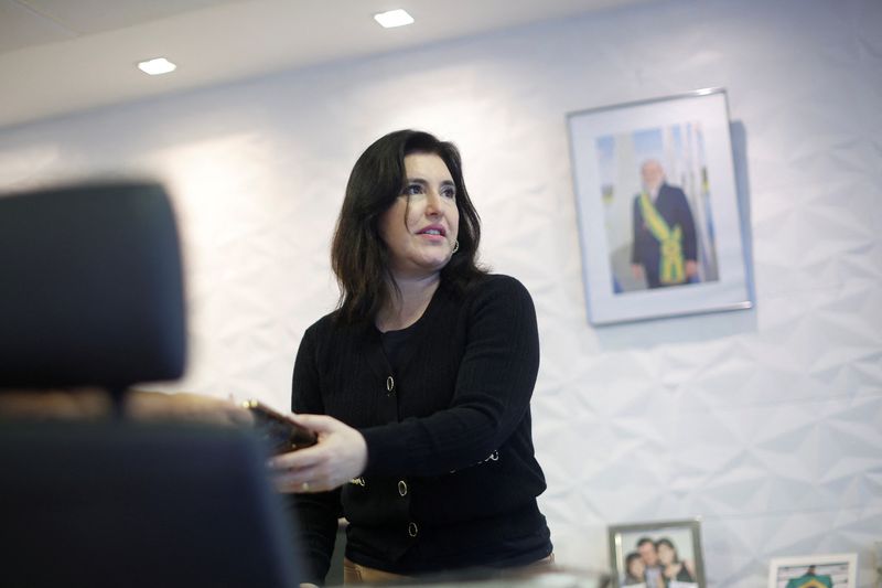 Brazil’s Planning and Budget Minister Simone Tebet attends an interview with Reuters, in Brasilia