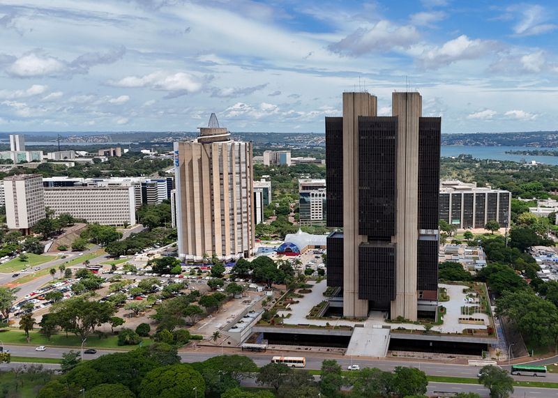 FILE PHOTO: A drone view shows the central bank's headquarters building in Brasilia, Brazil, December 26, 2024. REUTERS/Ueslei Marcelino/File Photo