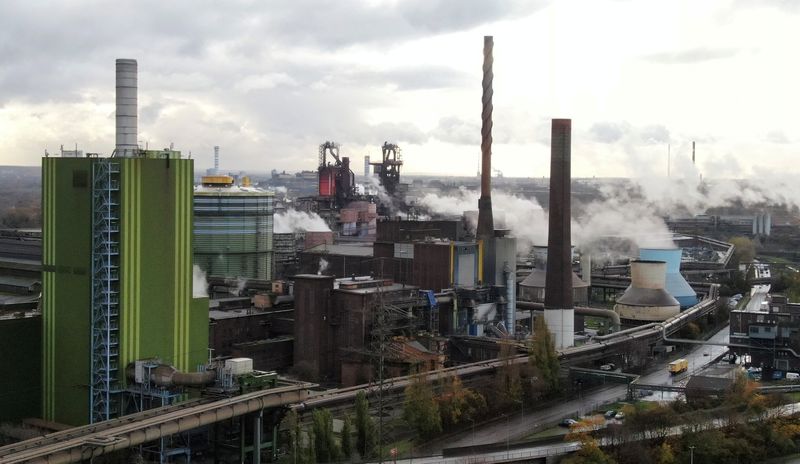 FILE PHOTO: A general view of the steel plant of ThyssenKrupp in Duisburg, Germany, November 24, 2023. REUTERS/Stephane Nitschke/File Photo