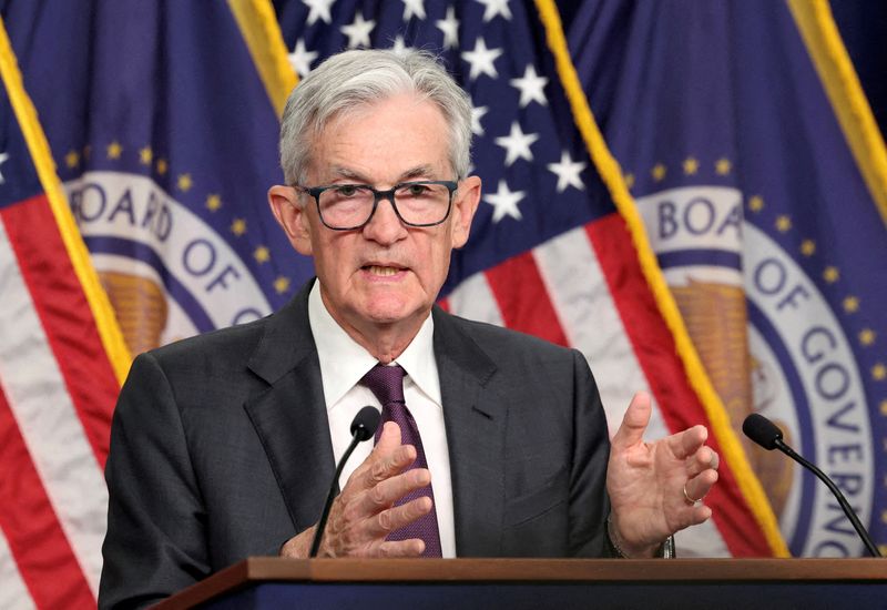 FILE PHOTO: U.S. Federal Reserve Chair Jerome Powell speaks during a press conference, in Washington, U.S., January 29, 2025. REUTERS/Kevin Lamarque/File Photo