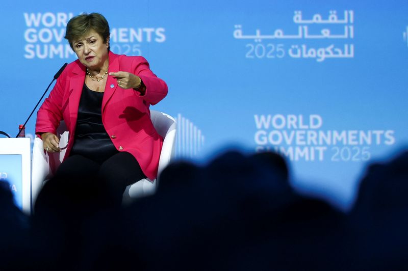 FILE PHOTO: The International Monetary Fund's (IMF) Managing Director Kristalina Georgieva speaks during a session at the World Governments Summit, under the theme 'Shaping Future Governments', in Dubai, United Arab Emirates, February 11, 2025. REUTERS/Amr Alfiky/File Photo