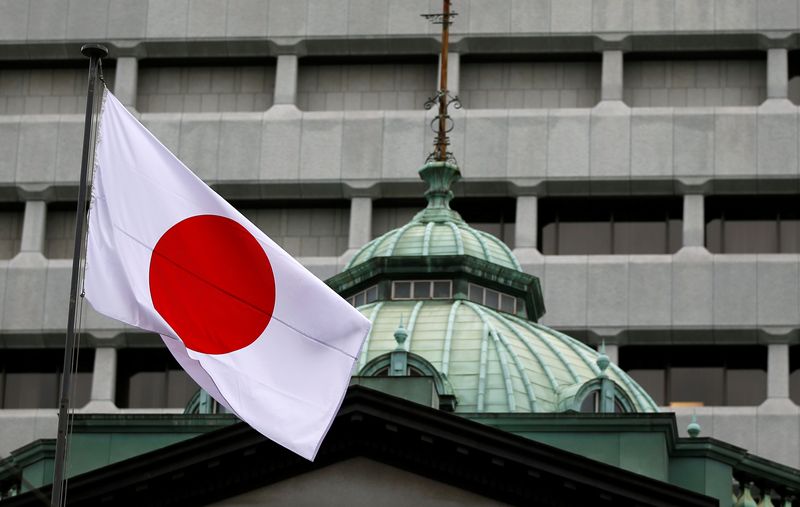 FILE PHOTO: A Japanese flag flutters atop the Bank of Japan building in Tokyo, Japan, September 21, 2016.  REUTERS/Toru Hanai/File Photo