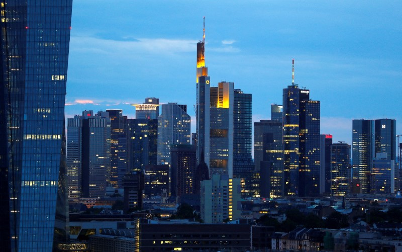 FILE PHOTO: The skyline with its banking district is photographed in Frankfurt, Germany, August 13, 2019. REUTERS/Kai Pfaffenbach/File Photo