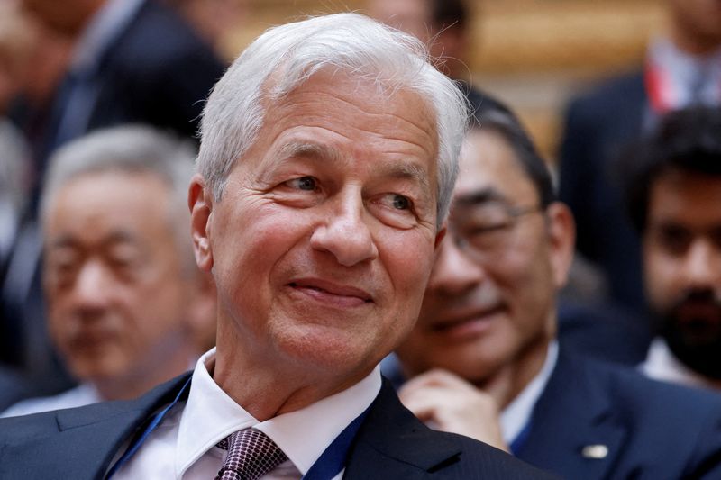 FILE PHOTO: CEO of Chase Jamie Dimon looks on as he attends the seventh "Choose France Summit", aiming to attract foreign investors to the country, at the Chateau de Versailles, outside Paris, on May 13, 2024. LUDOVIC MARIN/Pool via REUTERS/File Photo