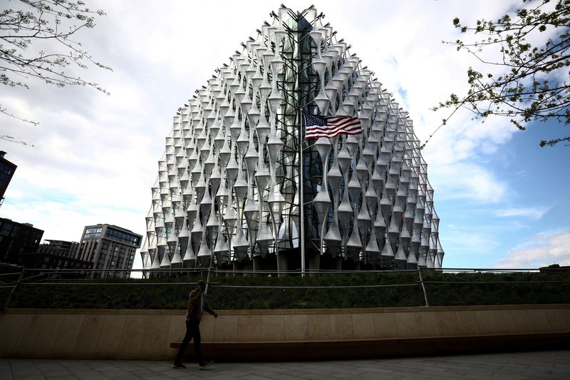 FILE PHOTO: The U.S. Embassy stands in Nine Elms in London, Britain May 1, 2018. REUTERS/Simon Dawson/File Photo
