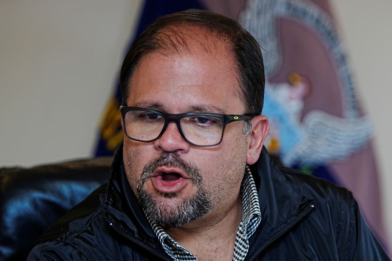 Ecuador’s Interior Minister John Reimberg attends interview with Reuters, in Quito
