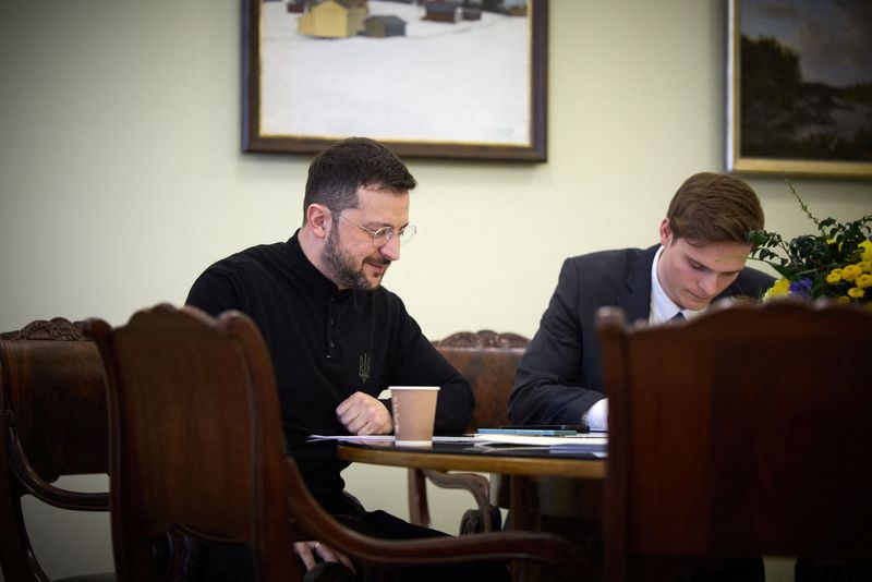 Ukrainian President Volodymyr Zelenskiy speaks to U.S. President Donald Trump on a phone call in an unidentified location in this handout image released on March 19, 2025 and obtained from social media. @ZelenskyyUa via X/Handout via REUTERS
